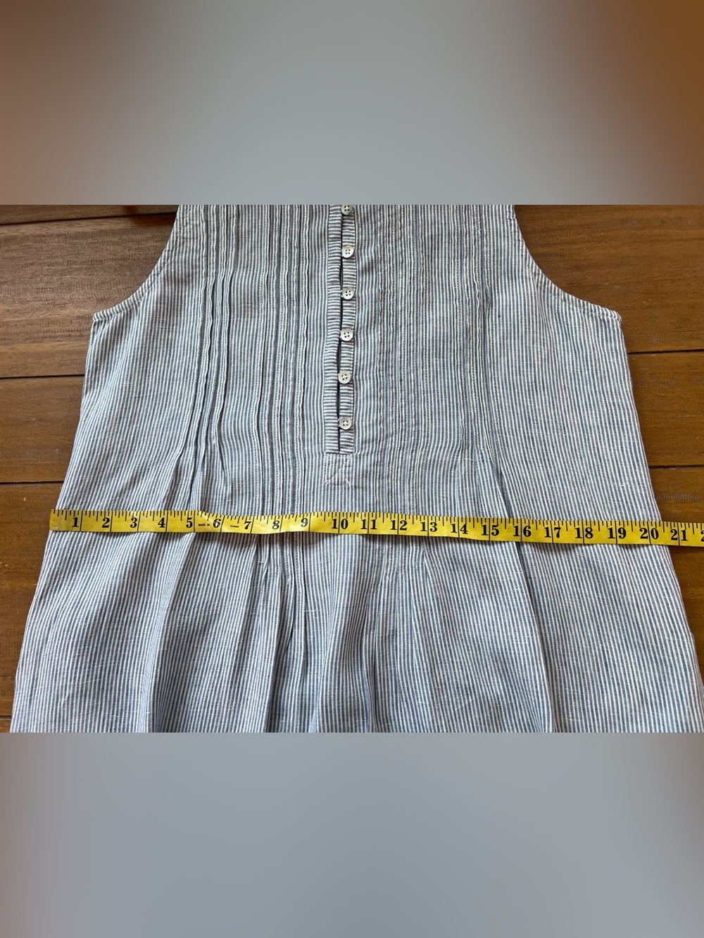Faherty Sleeveless Mini Dress in White and Navy Pinstripe - Picture 9 of 13
